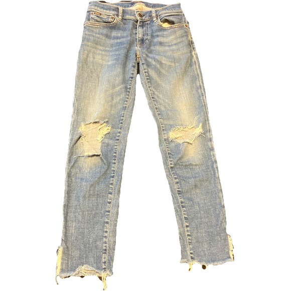 Polo Ralph Lauren Jeans Women 26 The Thompkins Skinny Distressed Knee Holes READ - Picture 1 of 14
